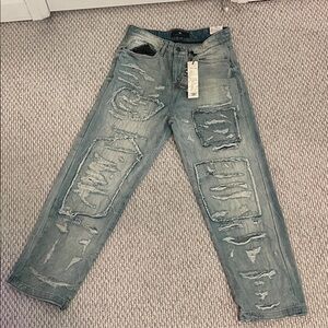 Jordan Craig Light Blue Distressed Relaxed Jeans